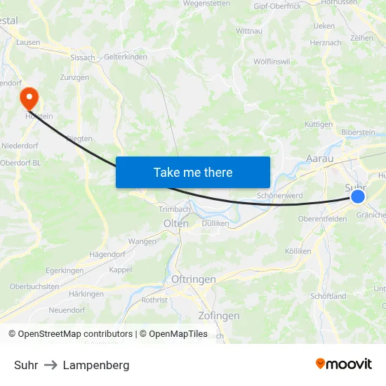 Suhr to Lampenberg map