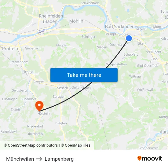 Münchwilen to Lampenberg map