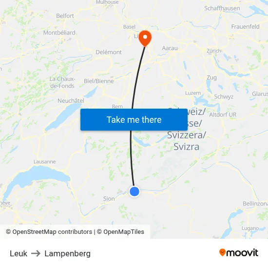 Leuk to Lampenberg map
