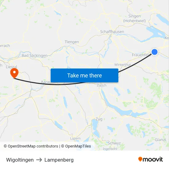 Wigoltingen to Lampenberg map