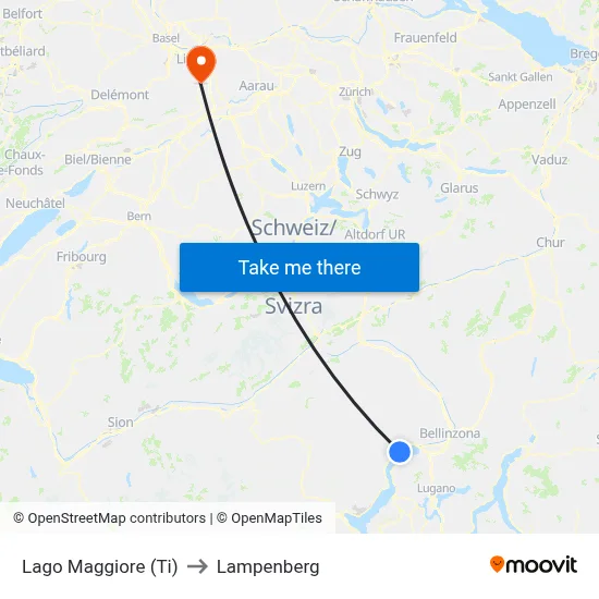Lago Maggiore (Ti) to Lampenberg map