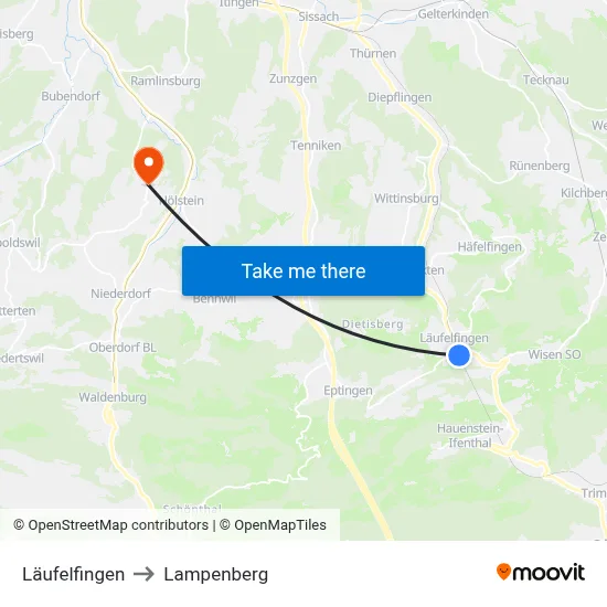 Läufelfingen to Lampenberg map