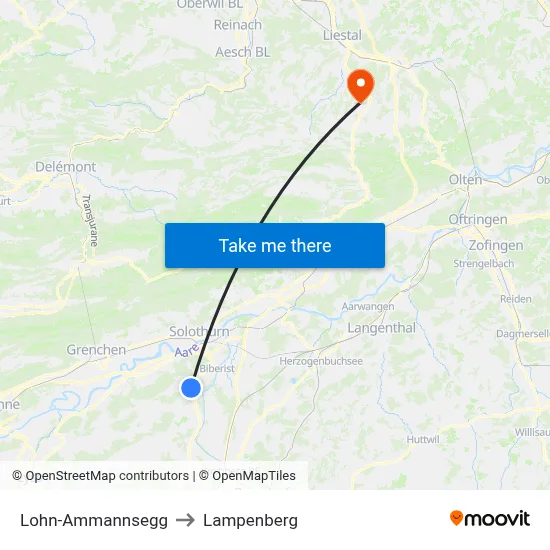 Lohn-Ammannsegg to Lampenberg map