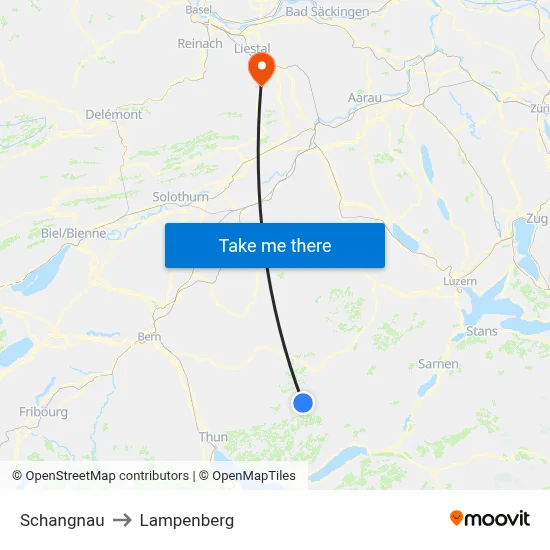 Schangnau to Lampenberg map