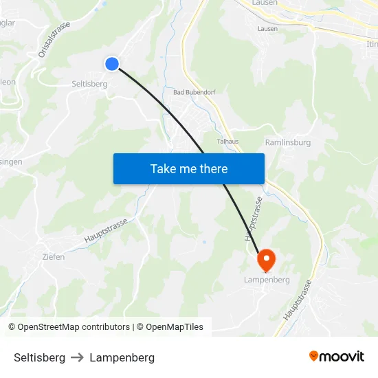 Seltisberg to Lampenberg map