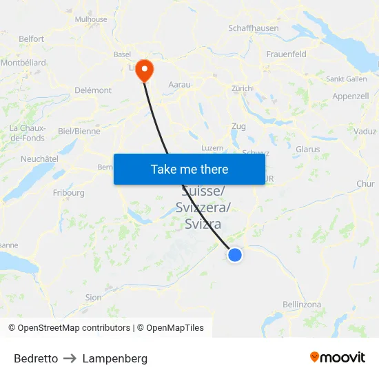 Bedretto to Lampenberg map
