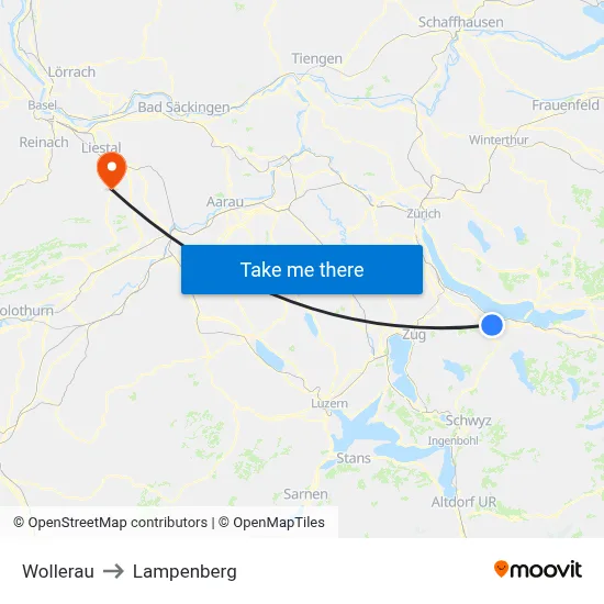 Wollerau to Lampenberg map