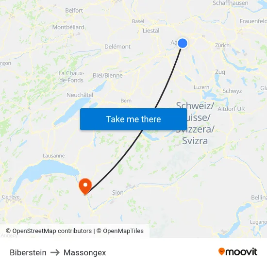 Biberstein to Massongex map