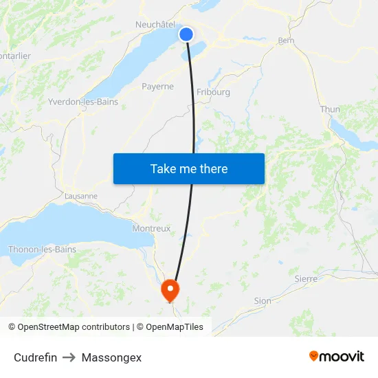 Cudrefin to Massongex map