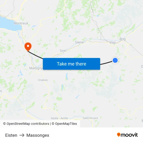 Eisten to Massongex map