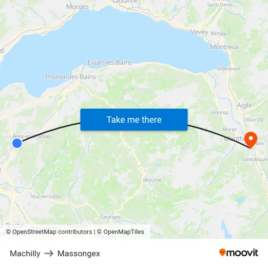 Machilly to Massongex map