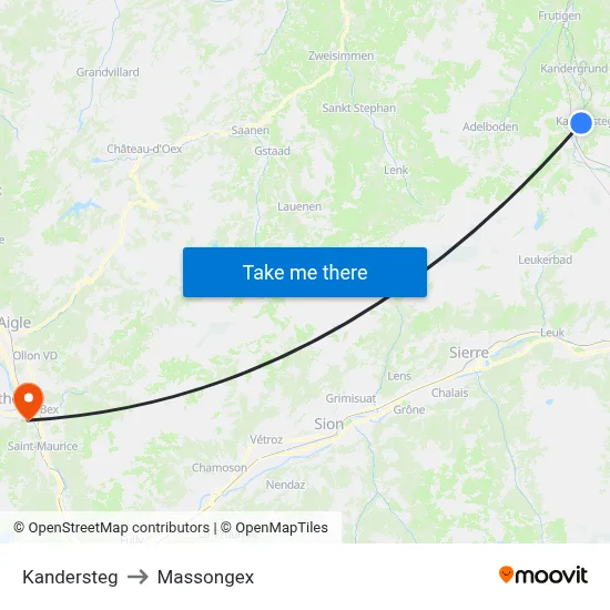 Kandersteg to Massongex map