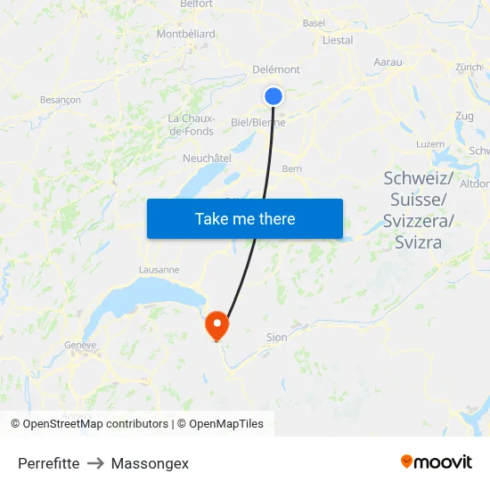 Perrefitte to Massongex map