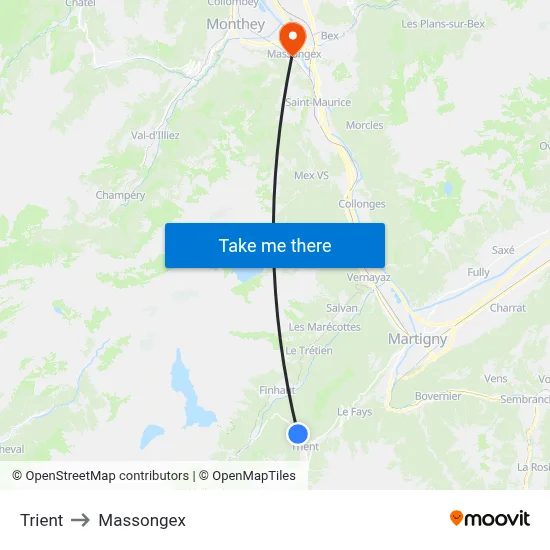 Trient to Massongex map