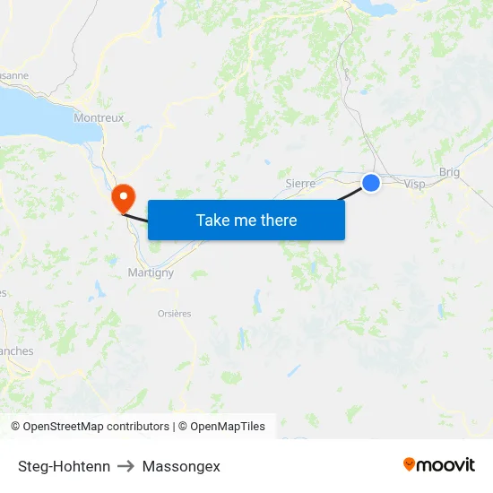 Steg-Hohtenn to Massongex map