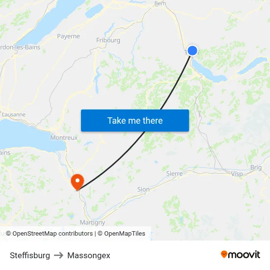 Steffisburg to Massongex map