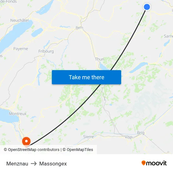 Menznau to Massongex map