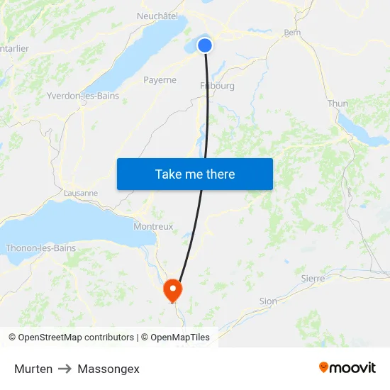 Murten to Massongex map