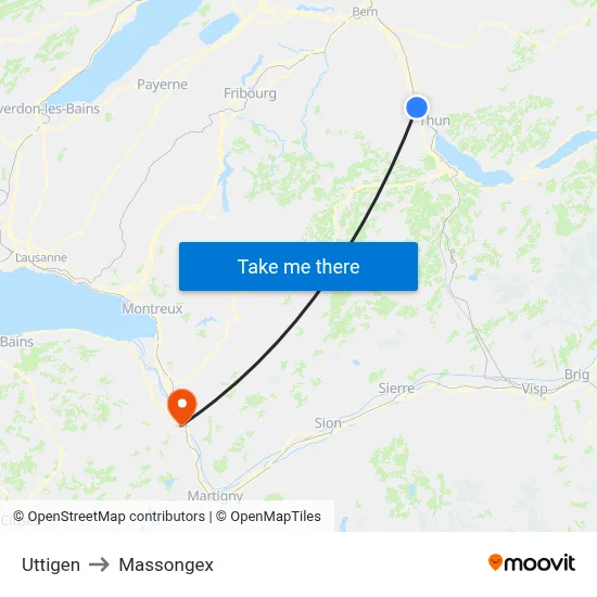 Uttigen to Massongex map
