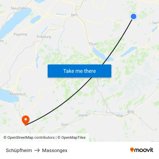 Schüpfheim to Massongex map