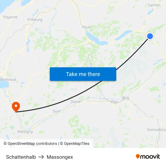 Schattenhalb to Massongex map