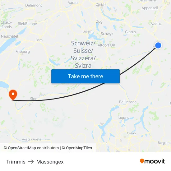Trimmis to Massongex map