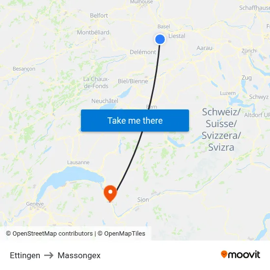 Ettingen to Massongex map