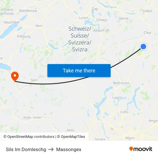 Sils Im Domleschg to Massongex map