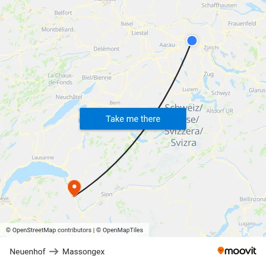 Neuenhof to Massongex map