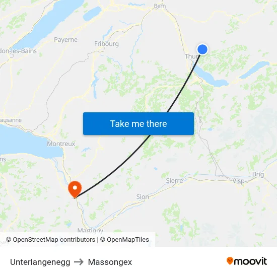 Unterlangenegg to Massongex map