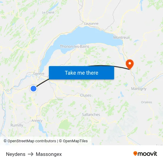 Neydens to Massongex map