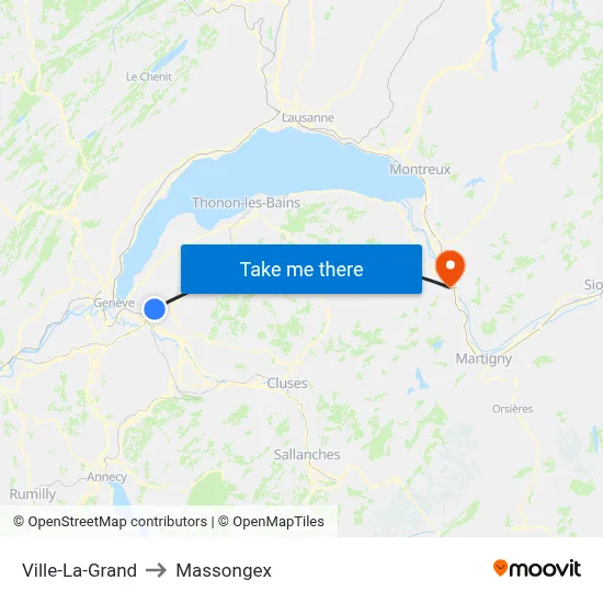 Ville-La-Grand to Massongex map
