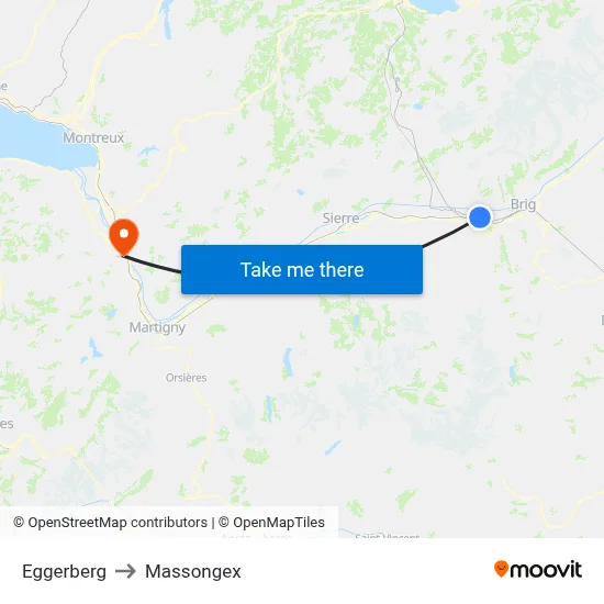 Eggerberg to Massongex map