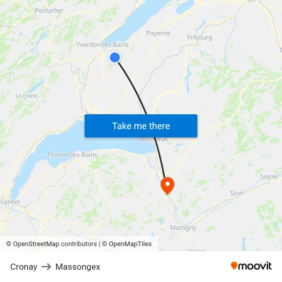 Cronay to Massongex map