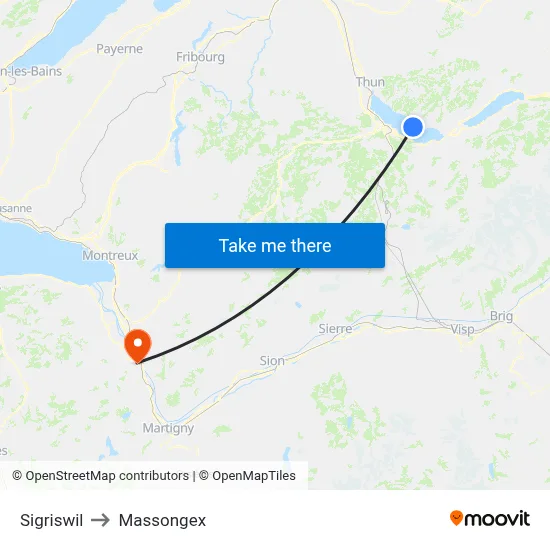 Sigriswil to Massongex map