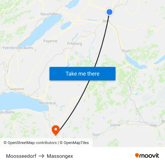 Moosseedorf to Massongex map