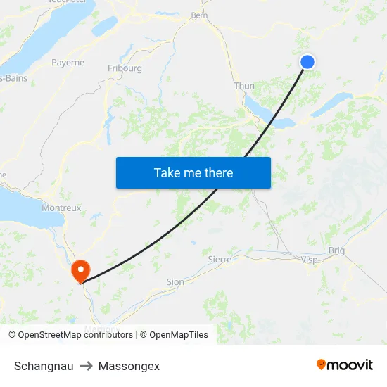Schangnau to Massongex map