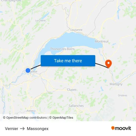 Vernier to Massongex map