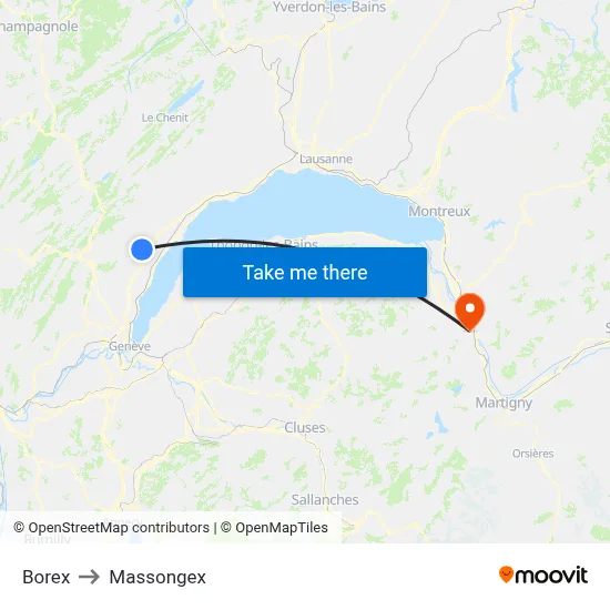 Borex to Massongex map