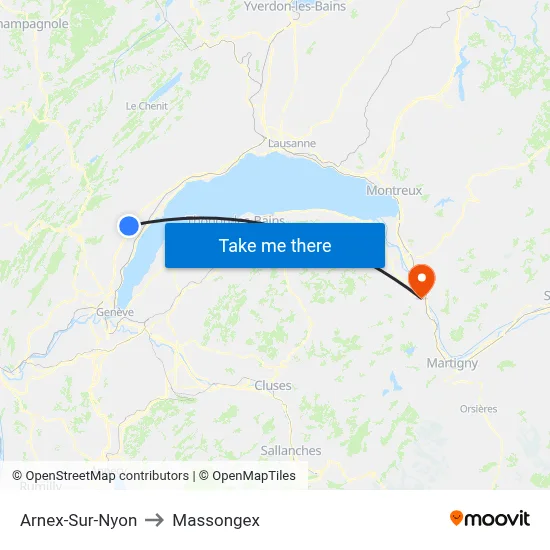 Arnex-Sur-Nyon to Massongex map