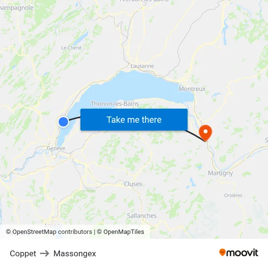 Coppet to Massongex map