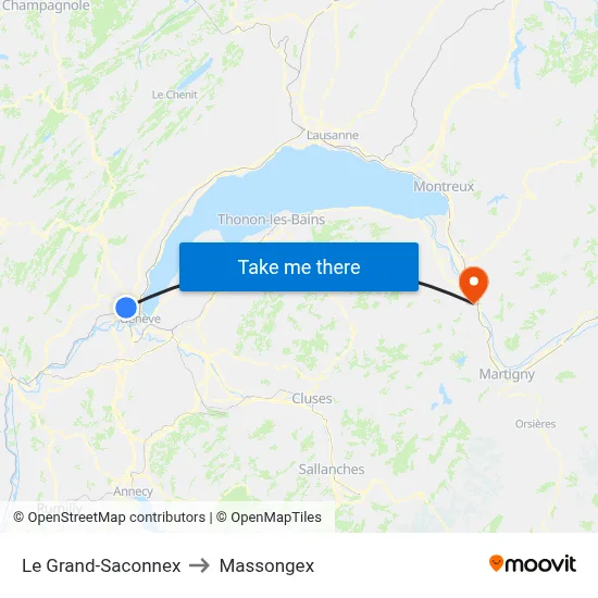 Le Grand-Saconnex to Massongex map
