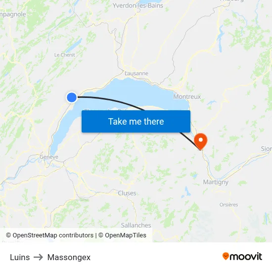 Luins to Massongex map