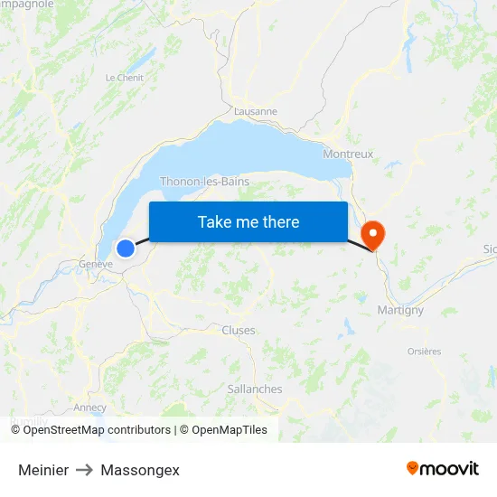 Meinier to Massongex map