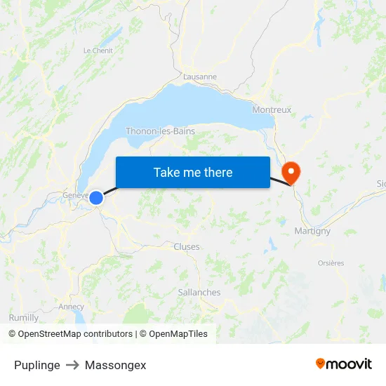 Puplinge to Massongex map