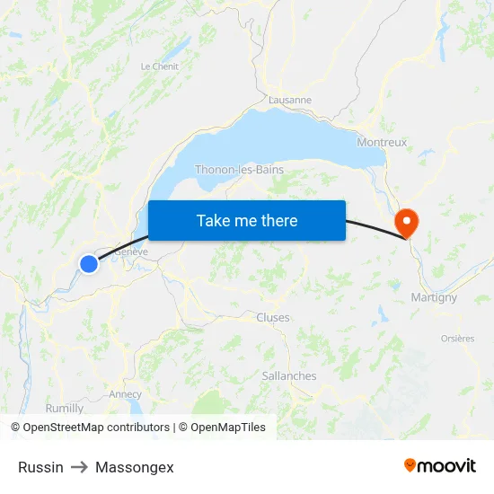 Russin to Massongex map