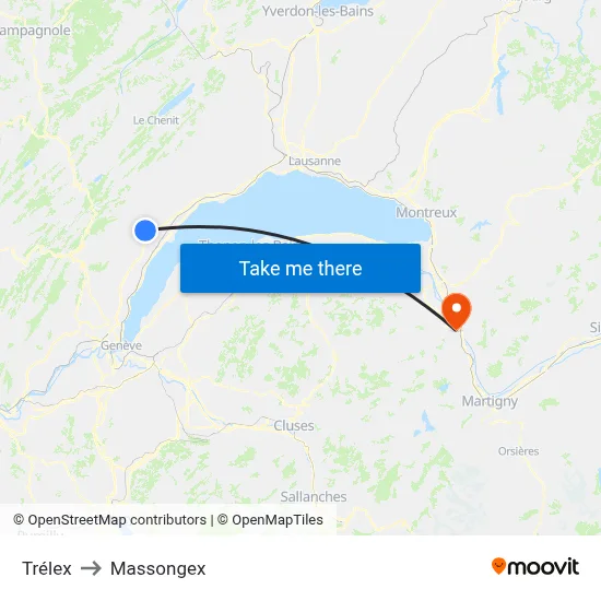 Trélex to Massongex map