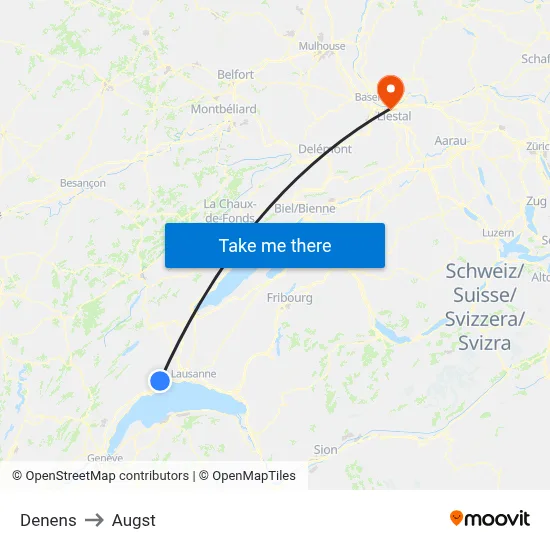 Denens to Augst map