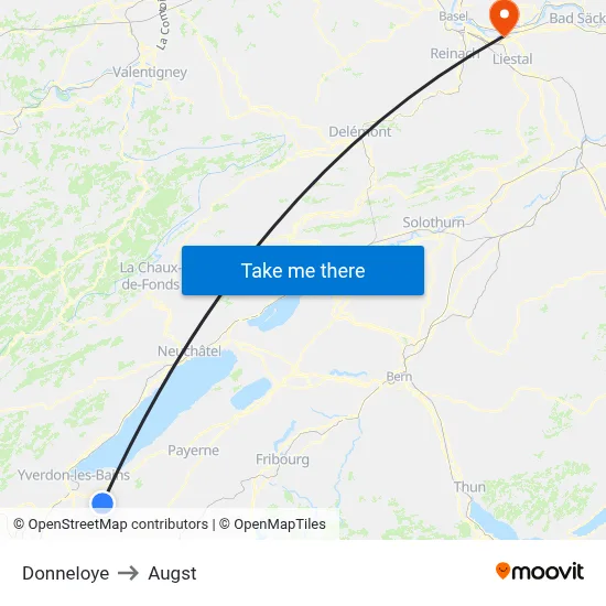 Donneloye to Augst map