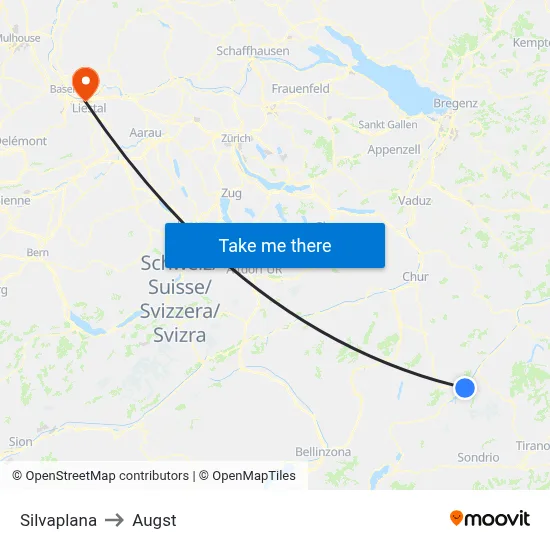 Silvaplana to Augst map